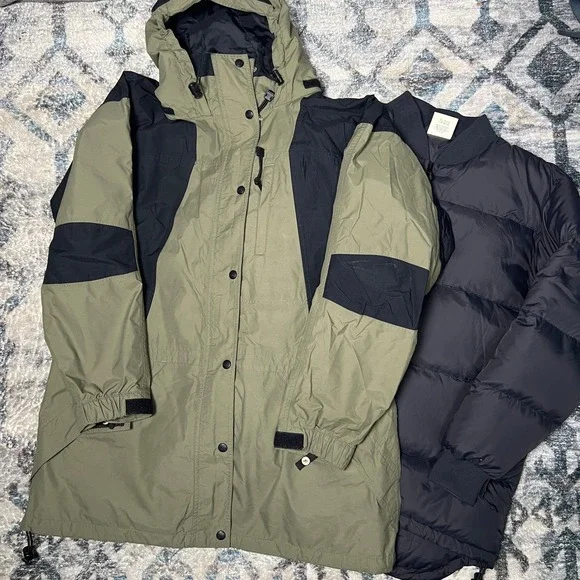 REI Gore-Tex Womens 3 in 1 Jacket Size 14 Olive Green Black Raincoat Goose Down - Picture 15 of 15